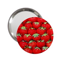 Strawberry Texture, Macro, Ripe Strawberry 2 25  Handbag Mirrors