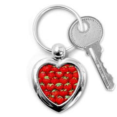 Strawberry Texture, Macro, Ripe Strawberry Key Chain (heart)