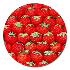 Strawberry Texture, Macro, Ripe Strawberry Magnet 5  (round)