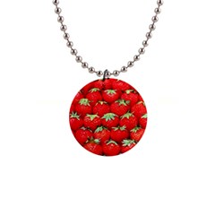 Strawberry Texture, Macro, Ripe Strawberry 1  Button Necklace