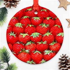 Strawberry Texture, Macro, Ripe Strawberry Round Ornament (two Sides)