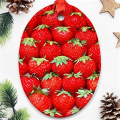 Strawberry Texture, Macro, Ripe Strawberry Oval Ornament (two Sides)