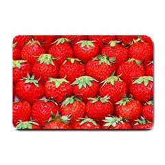 Strawberry Texture, Macro, Ripe Strawberry Small Doormat by kyorashop23