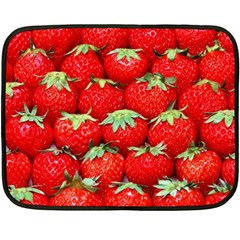 Strawberry Texture, Macro, Ripe Strawberry Fleece Blanket (mini) by kyorashop23