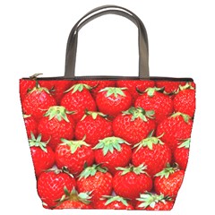 Strawberry Texture, Macro, Ripe Strawberry Bucket Bag by kyorashop23