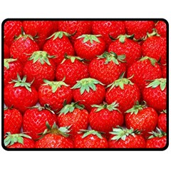 Strawberry Texture, Macro, Ripe Strawberry Fleece Blanket (medium) by kyorashop23