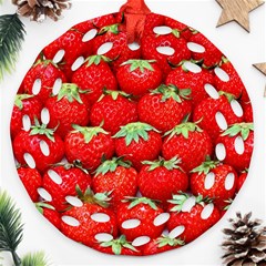 Strawberry Texture, Macro, Ripe Strawberry Round Filigree Ornament (two Sides)