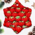 Strawberry Texture, Macro, Ripe Strawberry Snowflake Ornament (Two Sides) Front