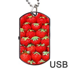 Strawberry Texture, Macro, Ripe Strawberry Dog Tag Usb Flash (one Side)