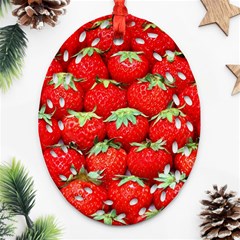 Strawberry Texture, Macro, Ripe Strawberry Ornament (oval Filigree)