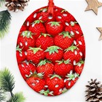 Strawberry Texture, Macro, Ripe Strawberry Oval Filigree Ornament (Two Sides) Front