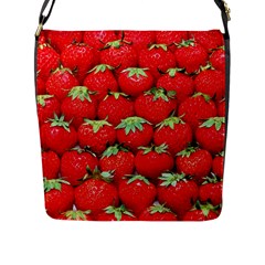 Strawberry Texture, Macro, Ripe Strawberry Flap Closure Messenger Bag (l)