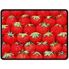 Strawberry Texture, Macro, Ripe Strawberry Two Sides Fleece Blanket (large) by kyorashop23