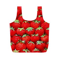 Strawberry Texture, Macro, Ripe Strawberry Full Print Recycle Bag (m)