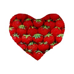 Strawberry Texture, Macro, Ripe Strawberry Standard 16  Premium Flano Heart Shape Cushions by kyorashop23