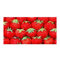 Strawberry Texture, Macro, Ripe Strawberry Satin Wrap 35  X 70  by kyorashop23