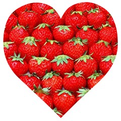 Strawberry Texture, Macro, Ripe Strawberry Wooden Puzzle Heart by kyorashop23