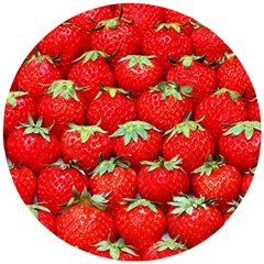 Strawberry Texture, Macro, Ripe Strawberry Wooden Puzzle Round