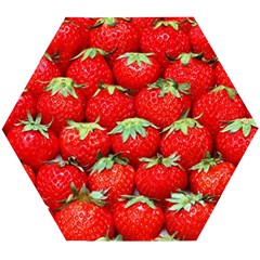 Strawberry Texture, Macro, Ripe Strawberry Wooden Puzzle Hexagon by kyorashop23