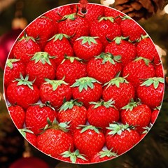 Strawberry Texture, Macro, Ripe Strawberry Uv Print Acrylic Ornament Round by kyorashop23