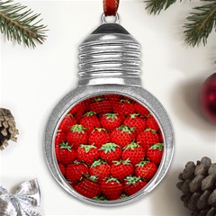 Strawberry Texture, Macro, Ripe Strawberry Metal Light Bulb Shape Ornament by kyorashop23