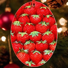 Strawberry Texture, Macro, Ripe Strawberry Uv Print Acrylic Ornament Oval by kyorashop23