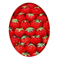 Strawberry Texture, Macro, Ripe Strawberry Oval Glass Fridge Magnet (4 Pack) by kyorashop23