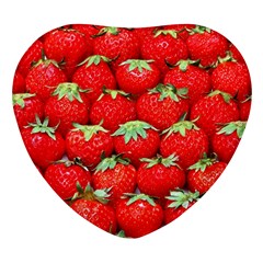 Strawberry Texture, Macro, Ripe Strawberry Heart Glass Fridge Magnet (4 Pack) by kyorashop23