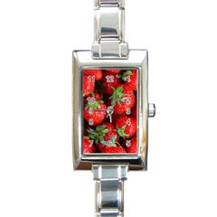 Strawberry, Berries, Fresh, Red Rectangle Italian Charm Watch by kyorashop23