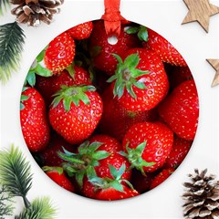 Strawberry, Berries, Fresh, Red Ornament (round) by kyorashop23