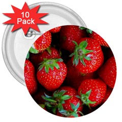 Strawberry, Berries, Fresh, Red 3  Buttons (10 Pack) 