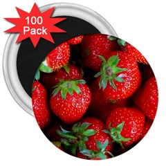 Strawberry, Berries, Fresh, Red 3  Magnets (100 Pack)