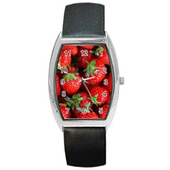 Strawberry, Berries, Fresh, Red Barrel Style Metal Watch