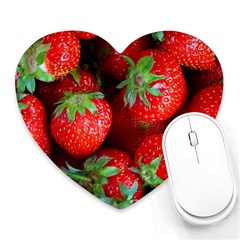 Strawberry, Berries, Fresh, Red Heart Mousepad by kyorashop23