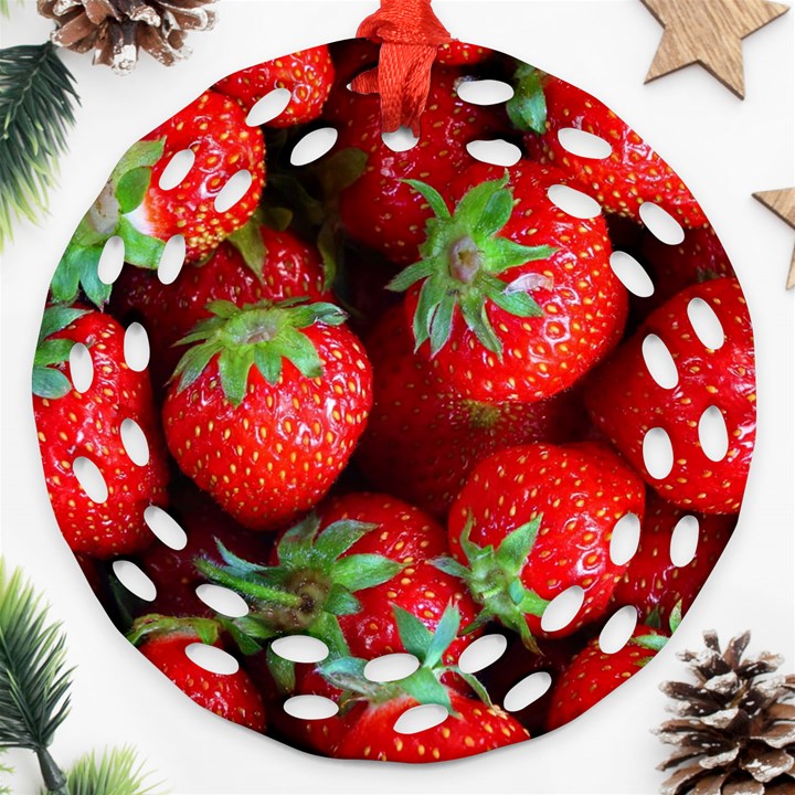 Strawberry, Berries, Fresh, Red Ornament (Round Filigree)