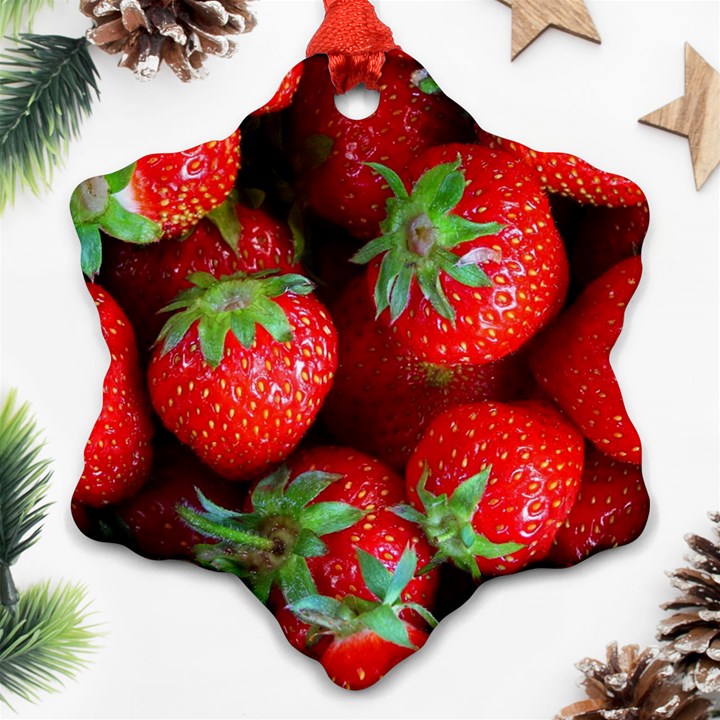 Strawberry, Berries, Fresh, Red Snowflake Ornament (Two Sides)