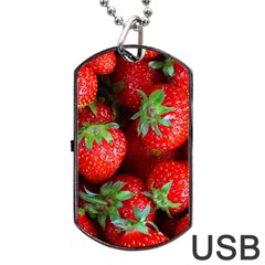 Strawberry, Berries, Fresh, Red Dog Tag Usb Flash (one Side) by kyorashop23