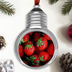 Strawberry, Berries, Fresh, Red Metal Light Bulb Shape Ornament by kyorashop23