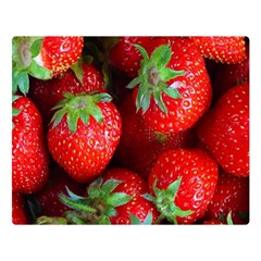 Strawberry, Berries, Fresh, Red Premium Plush Fleece Blanket (large)