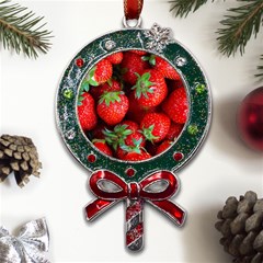 Strawberry, Berries, Fresh, Red Metal X mas Lollipop With Crystal Ornament by kyorashop23