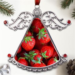 Strawberry, Berries, Fresh, Red Metal Angel With Crystal Ornament