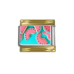 Watermelon, Fruit Gold Trim Italian Charm (9mm)