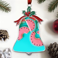 Watermelon, Fruit Metal Holly Leaf Bell Ornament