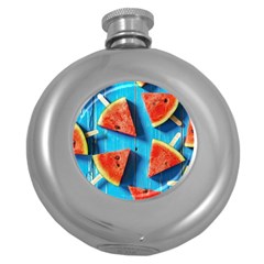 Watermelons, Fruits Round Hip Flask (5 Oz) by kyorashop23