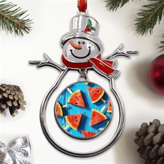 Watermelons, Fruits Metal Snowman Ornament