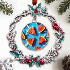 Watermelons, Fruits Metal X mas Wreath Holly Leaf Ornament