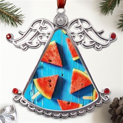 Watermelons, Fruits Metal Angel With Crystal Ornament