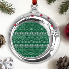 Christmas Knit Digital Metal Snowflake Red Crystal Round Ornament