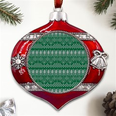 Christmas Knit Digital Metal Snowflake And Bell Red Ornament