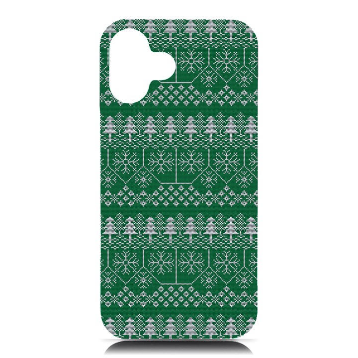 Christmas Knit Digital iPhone 16 Plus Black UV Print PC Hardshell Case